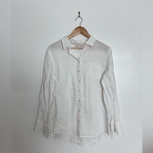 White 100% Linen Banana Republic Button Down Shirt in Women’s L